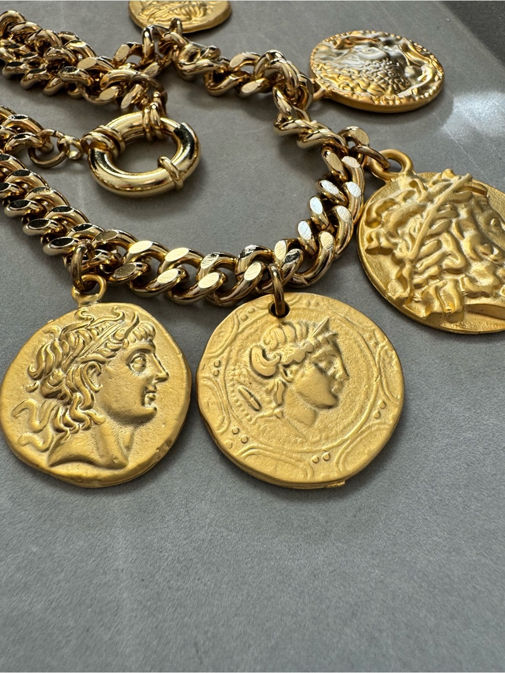 Gold Tone Coin Charm Necklace - Women Jewelry - Picture 2 of 2
